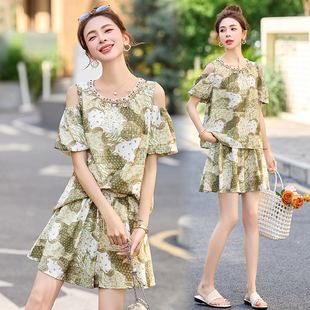 小香风设计感超好看洋气印花短裤 时尚 新款 女2025夏季 两件套潮 套装