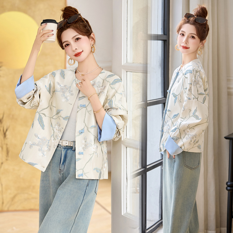 新中式国风盘扣宽松外套女2025春季高级感超好看气质休闲短款上衣