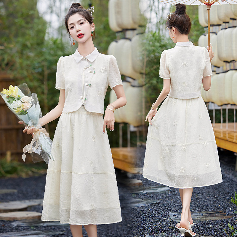新中式国风套装女裙2025夏季搭配一整套高端气质优雅半身裙两件套