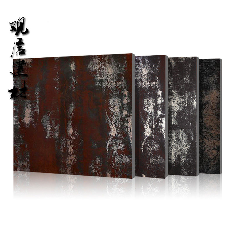 铁锈红仿古砖金属瓷砖600x600咖啡餐厅地板砖服装店防滑地砖60x60