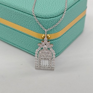 铂金PT950 幸福之门项链 镶嵌培育钻石