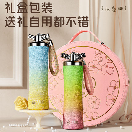 纯钛保温杯女生高颜值轻奢水杯纯钛吸管双层保温杯咖啡杯随行便携