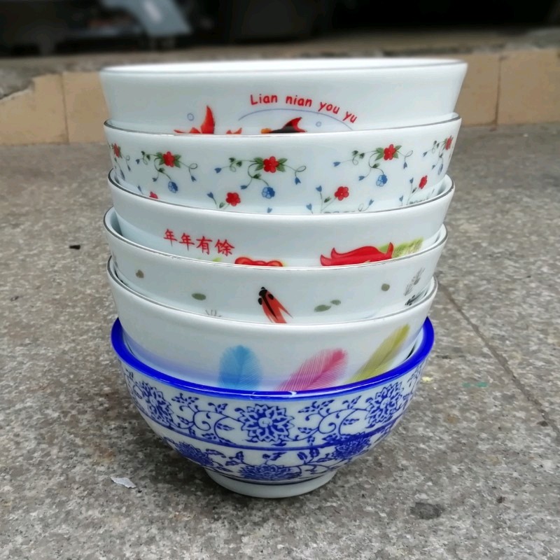 怀旧复古罗汉瓷碗广西贺州45英寸米饭小汤碗手工碗厨房家用老式碗