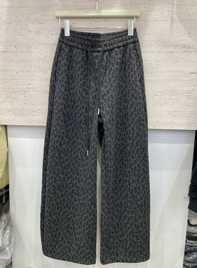 欧妮时格9622冬季新款韩版高腰显瘦加绒加厚直筒洋气豹纹休闲女裤