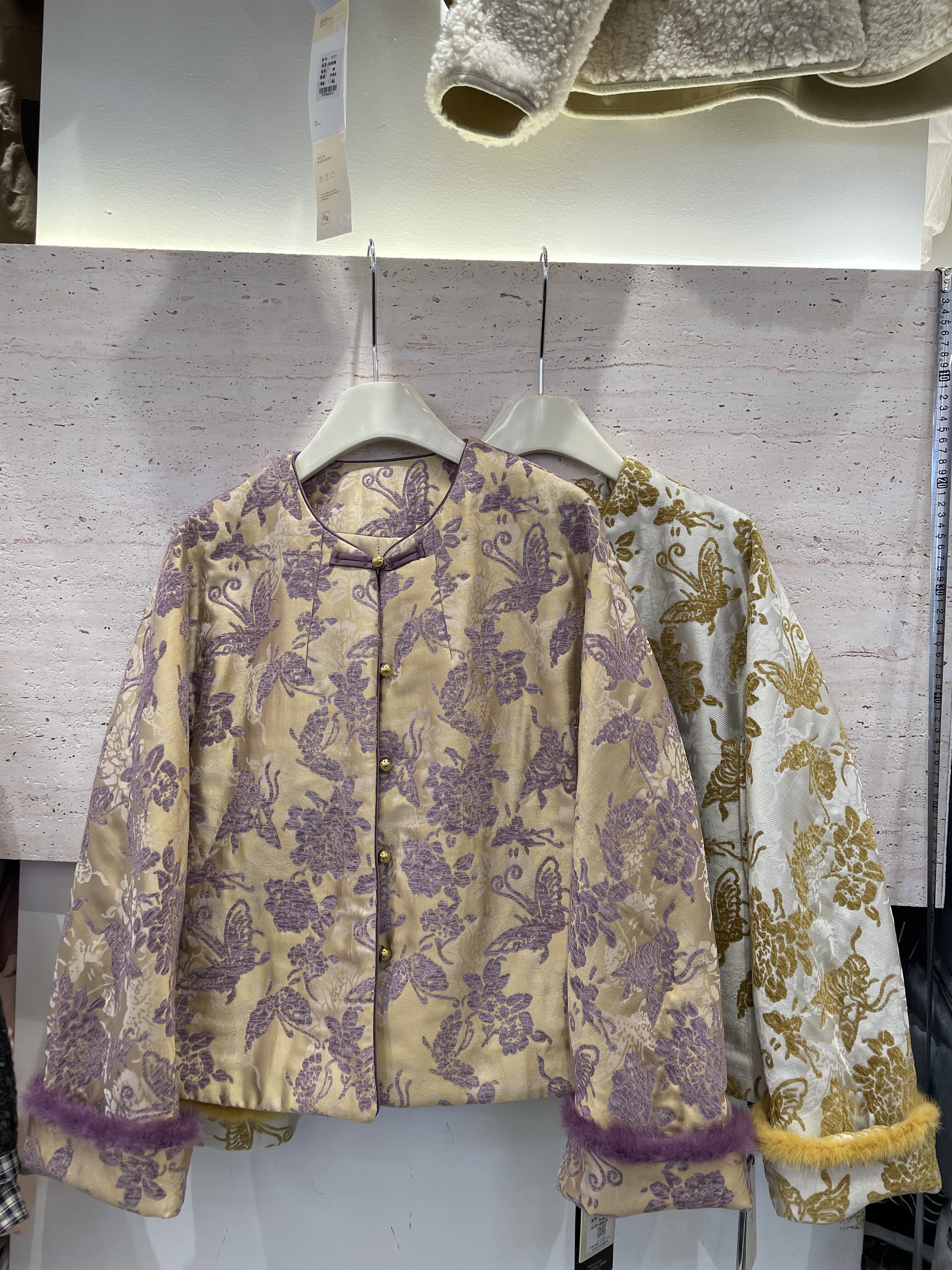 玟裙F68冬复古新中式圆领盘扣桑蚕丝棉服加厚保暖洋气减龄女外套