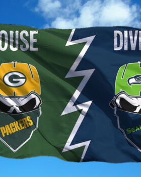 Green Bay Packers House Divided Seattle Seahawks Flag