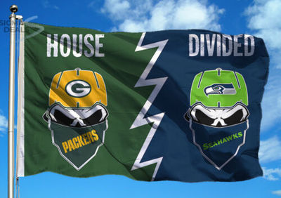 Green Bay Packers House Divided Seattle Seahawks Flag