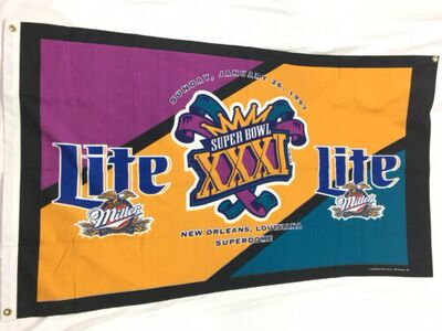 Super Bowl XXXI Fullsize Miller Lute New Orleans Green Flag