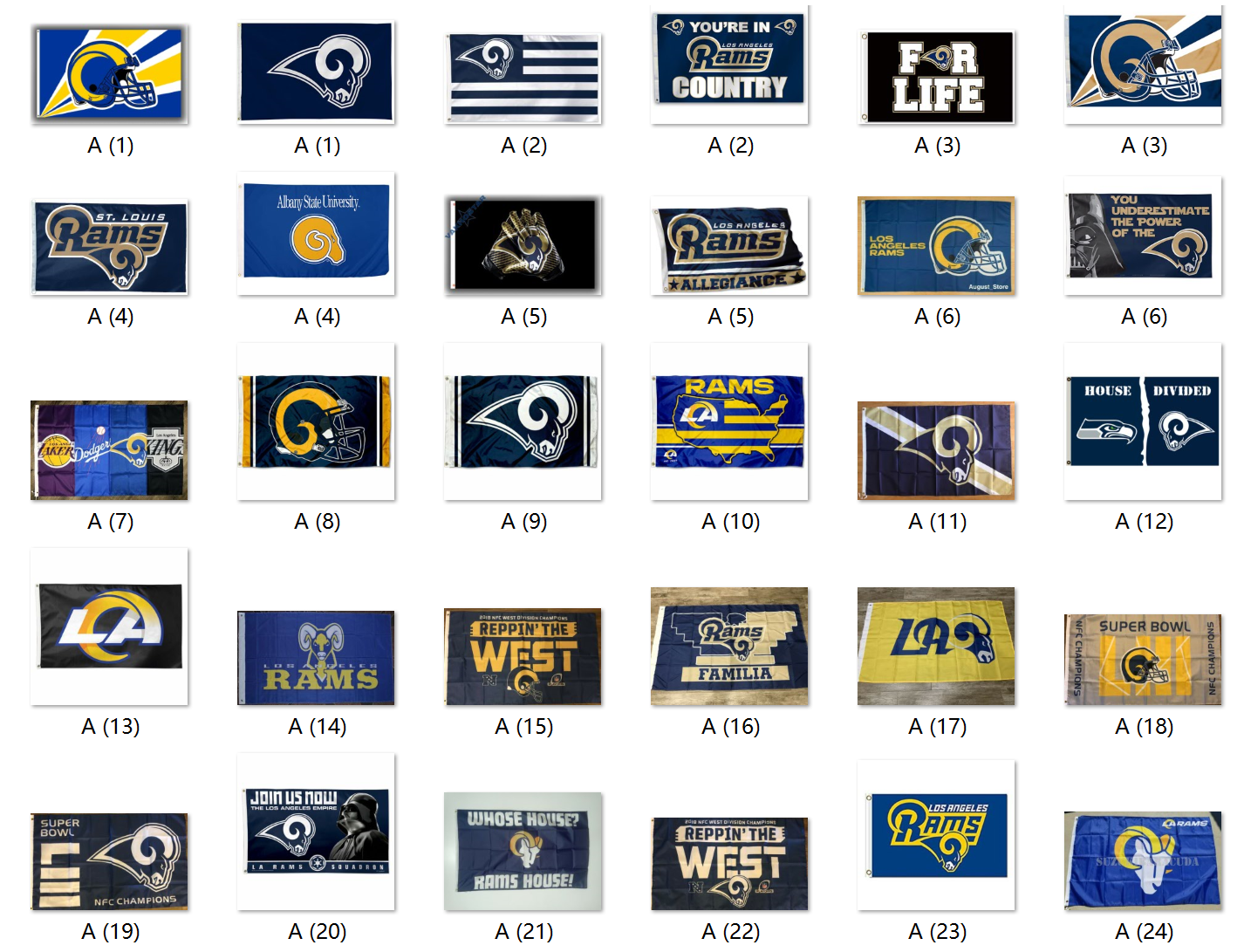 外贸货源洛杉矶公羊队NFL Los Angeles Rams Flag亚马逊WISH EBAY 运动/瑜伽/健身/球迷用品 更多橄榄球配件 原图主图