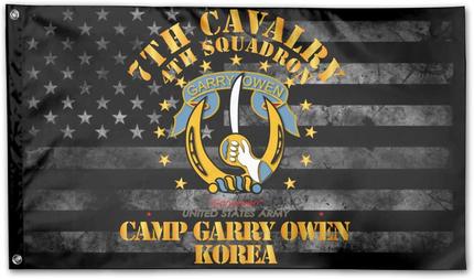 外贸货源4th Squadron 7th Cavalry Camp Gary Owen Korea Flag