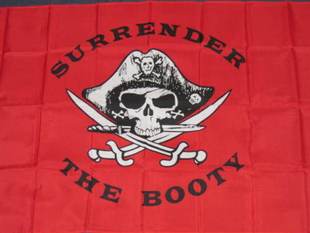 RED SURRENDER THE BOOTY PIRATE FLAG SKULLFlag亚马逊WISH EBAY