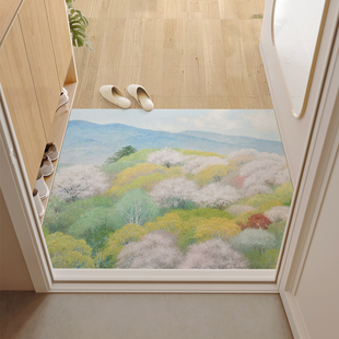 奶油风入户皮革地垫治愈感可裁剪进门地毯森林 野地美树子联名