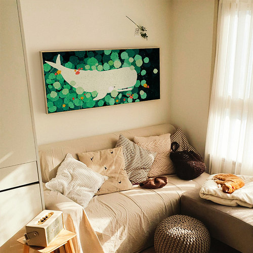 卧室装饰画艺术家横版卧室装饰画