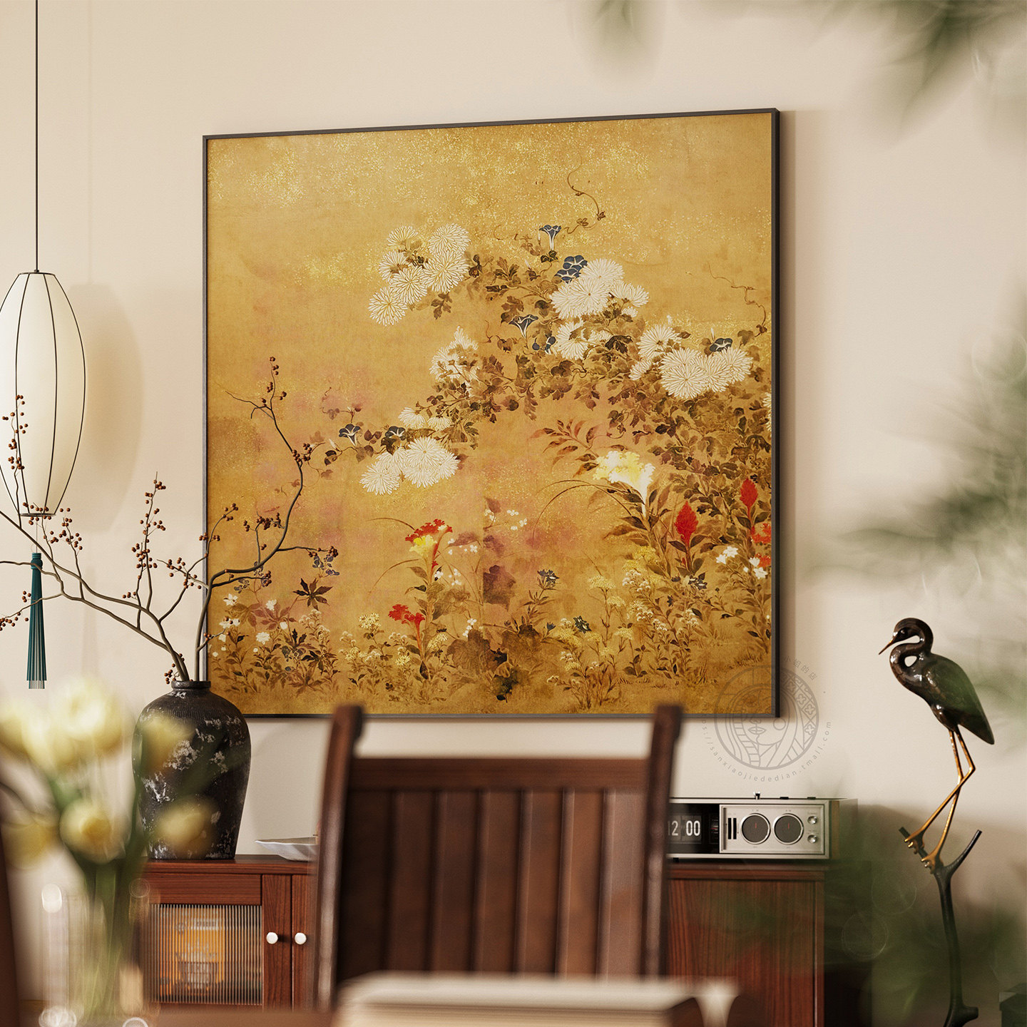 菊花台》中古风客厅沙发背景墙装饰画中国风玄关复古艺术感壁挂画,家居饰品,现代装饰画,淘宝优惠券,粉丝福利购,淘宝优惠卷