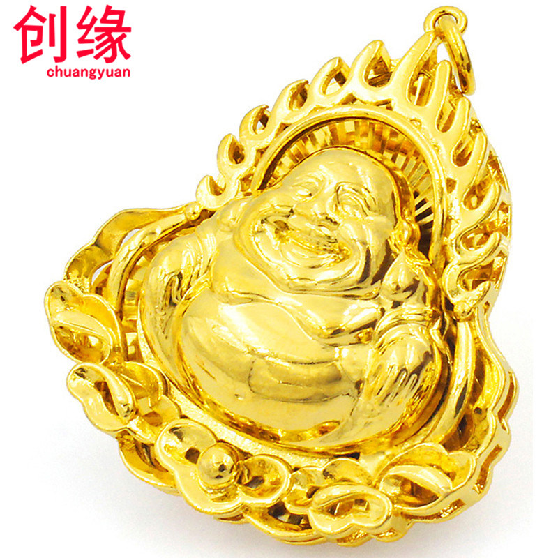 创缘镀黄金情侣款吊坠霸气镀金大肚佛坠子男女款礼物项坠