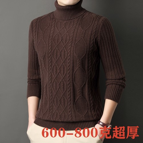 加厚羊毛衫男高领毛衣冬季羊绒衫翻领保暖针织衫男士休闲