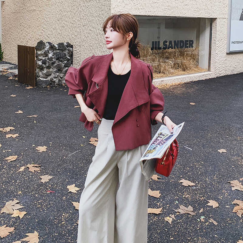 轻熟风红风衣女短款2025春秋独特漂亮气质小众设计感外套女,女装风衣,2C322