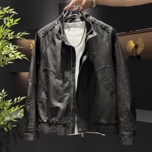 2024秋冬新款男士皮衣外套潮流时尚百搭帅气机车服立领港风皮夹克