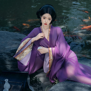 紫色战国袍2025新款 女 仙气飘飘交领直裾襦裙古风舞蹈演出汉服套装