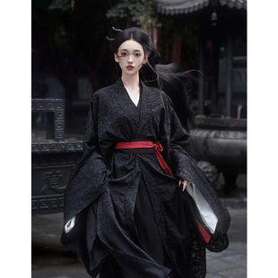 魏晋制南北朝汉服侠女风黑色战国袍古风侠客古装中国风演出服套装