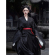 魏晋制南北朝汉服侠女风黑色战国袍古风侠客古装 中国风演出服套装