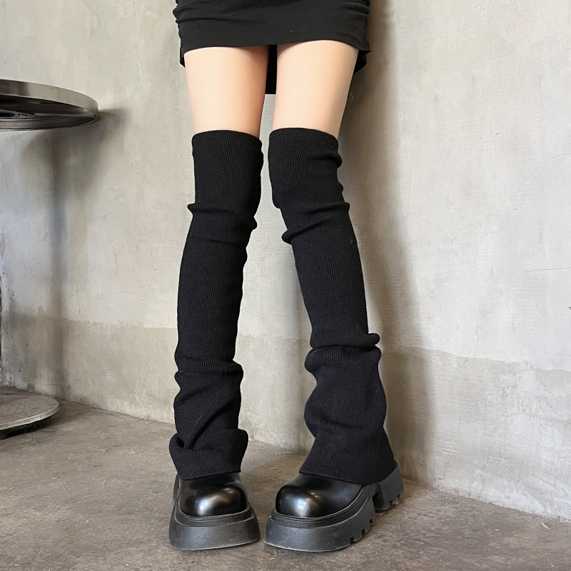 保暖加长纯色微喇JK高筒过膝袜套