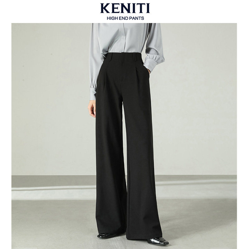 2026新款通勤西装裤女高腰修身显瘦直筒裤春款黑色宽松垂顺阔腿裤
