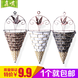 铁艺花篮花瓶藤编插花花瓶编织藤编干花花瓶草编花瓶挂篮