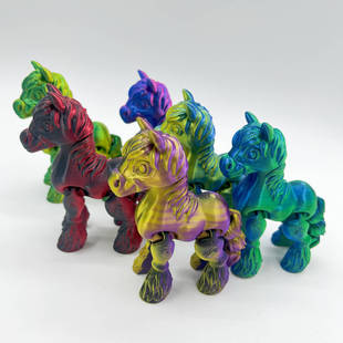3D打印渐变多色大鬃马关节尾巴可动桌面装饰可爱动物玩具模型摆件