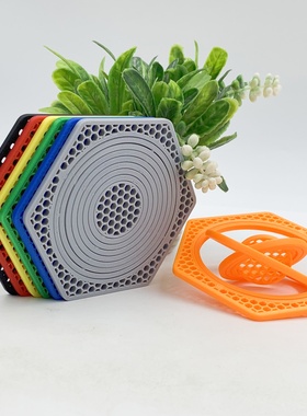 3D打印创意立体六边形陀螺仪模型跨境爆款可当杯垫摆件儿童玩具