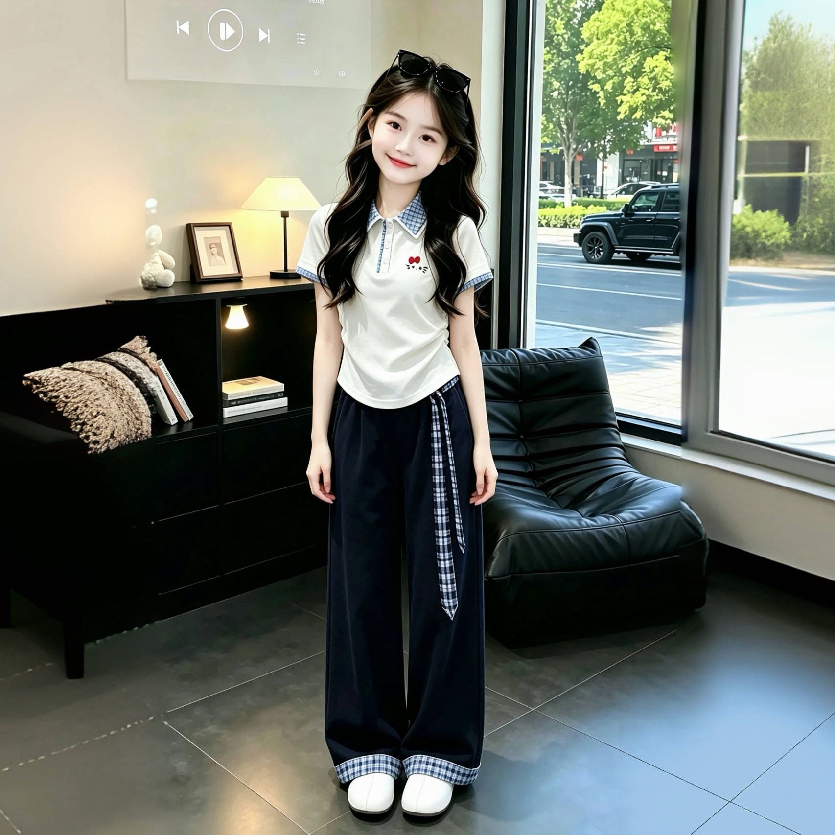 女童2026夏季新款学院风裤子套装
