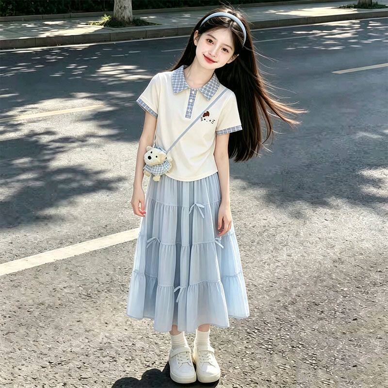 女童POLO领短袖夏季蛋糕裙套装潮