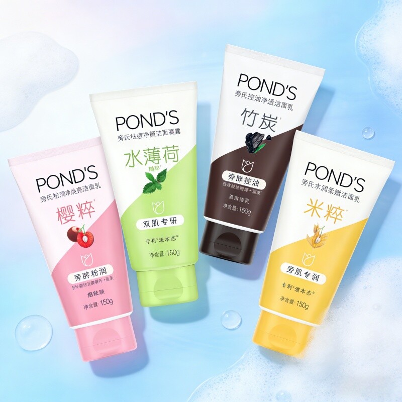 Ponds旁氏洁面乳150g米粹樱粹竹炭清透水薄荷洗面奶洗颜泥清洁