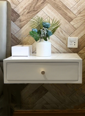 欧式田园白色实木床头柜清新韩式日式悬空梳妆台简约小柜子床边桌