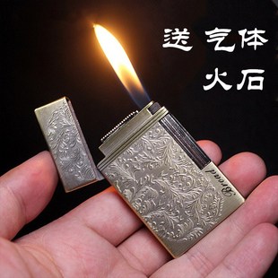博达朗声富贵花明火点烟器超薄钢音金属侧滑砂轮充气打火机男定制