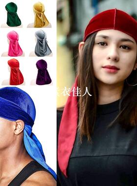 绒布长尾海盗帽男女士嘻哈街头包头帽头巾帽子DURAG turban scarf