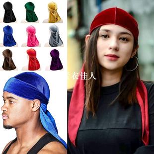 scarf 绒布长尾海盗帽男女士嘻哈街头包头帽头巾帽子DURAG turban