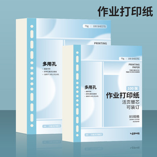 联华学生作业A4打印纸活页本替芯加厚复印纸白纸双面激光喷墨打印100张整本可装订错题打印刷题B5作业纸