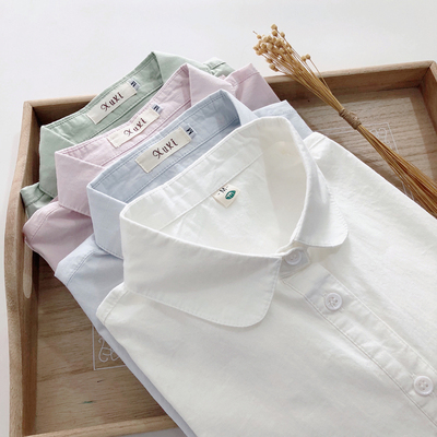 春秋款文艺清新纯棉白内搭衬衫