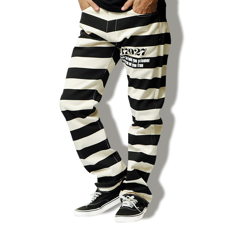 SK8NATSU重磅帆布黑白宽条纹复古机车咔叽囚服长裤SSCPAM0001SSX在类目 男装, 休闲裤中 - 来自Buy2taobao.com提供专业的淘宝代购服务