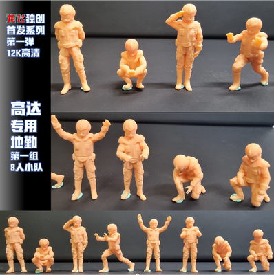 龙飞模型高达模型格纳库地勤小人场景制作打印GK机械师工程师白模