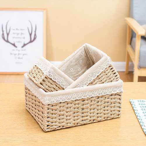 奇鲁编织收纳筐桌面面膜草编日式
