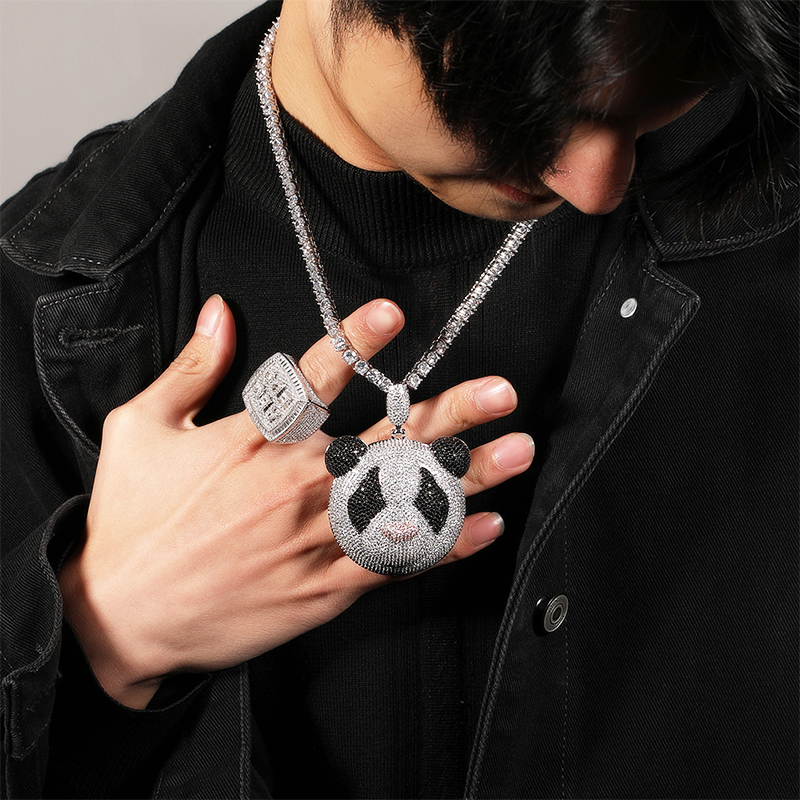 嘻哈项链UWIN铜镀金镶嵌锆石吊坠