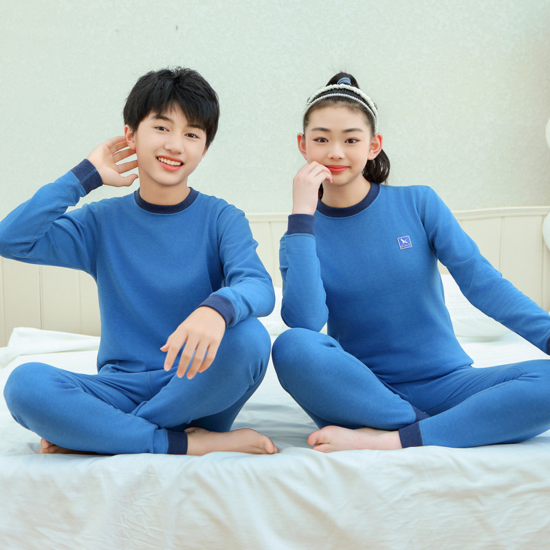 儿童保暖内衣加绒加厚秋衣秋裤套装男女童青少年冬季防寒打底衫