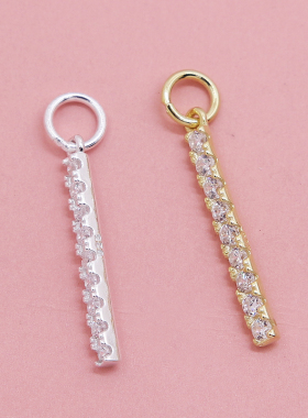 diy长条微镶镀黄金配件手脚锆石