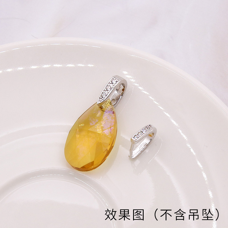 微镶锆石平安扣吊坠扣头s925纯银diy翡翠玉扣夹扣瓜子扣卡扣