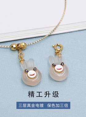 S925纯银可爱长耳兔吊坠