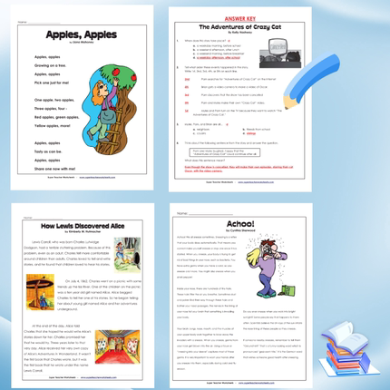 Super Teacher Worksheets Reading英语阅读理解练习册题纸电子版