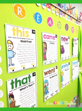 sightword高频词阅读故事短文闪卡片教室海报装饰墙贴教具电子版