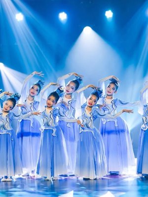 象山水月儿童演出服古典舞蹈艺考女子大合唱飘逸中国现代风舞蹈服